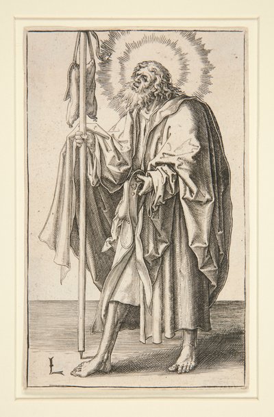 Sint Jacobus de Meerdere (of de Oudere) uit de serie: Christus en de Apostelen door Lucas van Leyden
