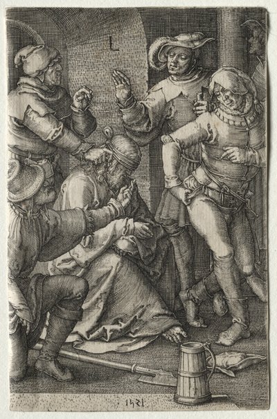 De passie: De bespotting van Christus, 1521 door Lucas van Leyden