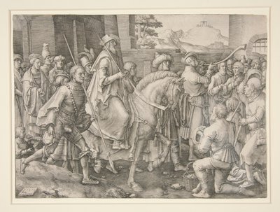 De Triomf van Mordechai, Esther 6.11 door Lucas van Leyden