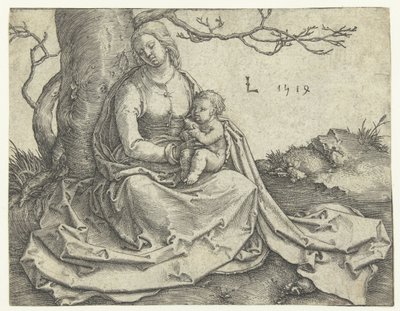 Maagd en Kind zittend onder een boom door Lucas van Leyden