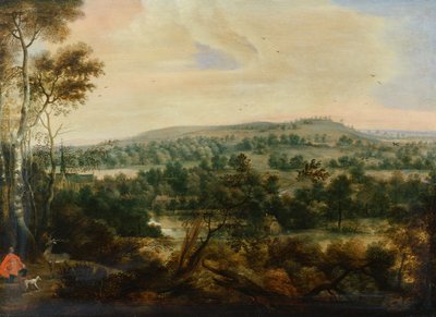 Bosrijk Landschap met Sint Hubertus door Lucas van Uden
