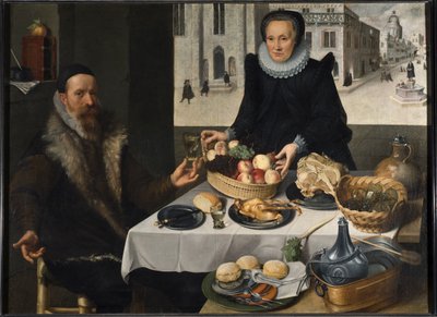 Dubbelportret van een Oud Echtpaar door Lucas van Valckenborch