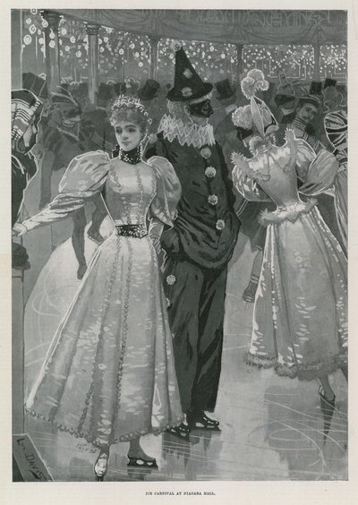 IJscarnaval in Niagara Hall, Westminster Londen (litho) door Lucien Davis