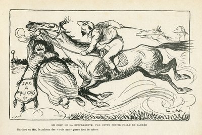 Illustratie in Le Rire, 28/06/13 De slag van de suffragette, door deze kleine gek van Jaures door Lucien Metivet