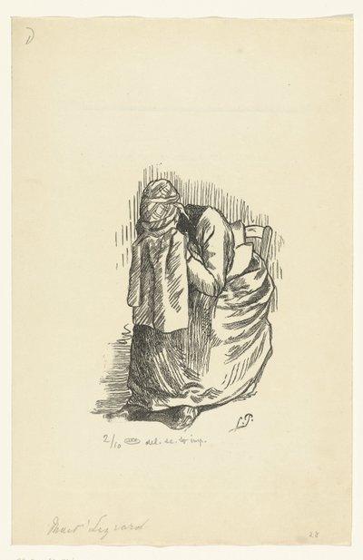 Huilende vrouw door Lucien Pissarro