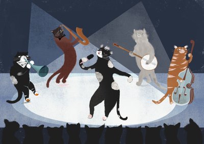 Jazz Cats, 2015 (digital) door Lucy Banaji
