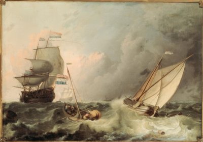 Zeilschepen op ruwe zee door Ludolf Backhuysen