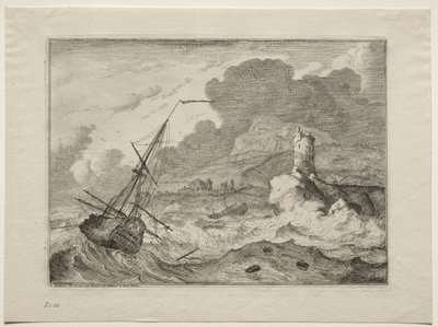 Storm op zee door Ludolf Backhuysen