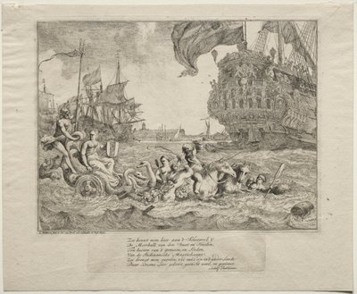 De personificatie van Amsterdam rijdend in Neptunus
