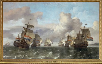 Nederlands eskader van de Oost-Indische Compagnie ... door Ludolf I Backhuyzen