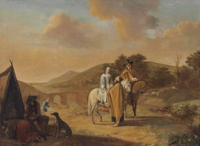 Duits: Groot landschap met waarzegster De waarzegster door Ludolf de Jongh