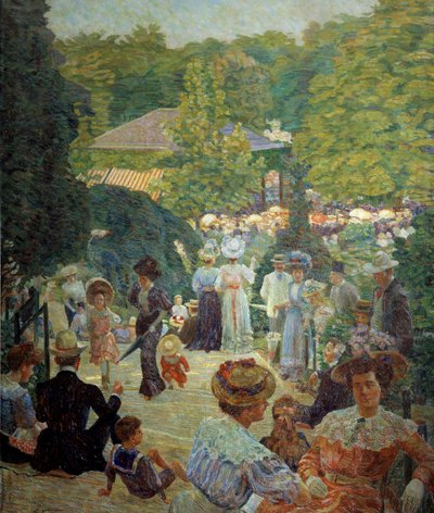 Het Parc Montsouris vanaf de kiosk met muziek in 1900 door Ludovic Vallee