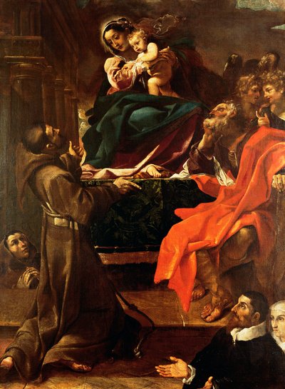 Heilige Familie met St. Franciscus en schenkers door Ludovico Carracci