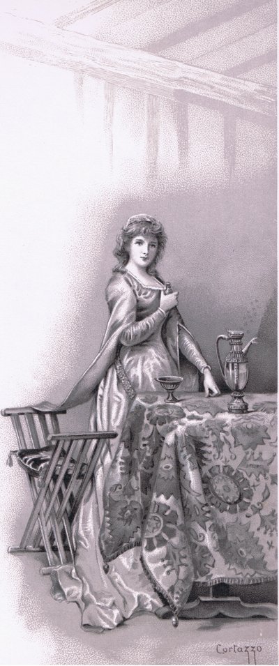 Lady Capulet: Ga Juliet wekken, ga haar opmaken, illustratie uit Romeo en Julia door Ludovico Marchetti