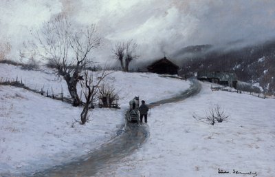 Man met paard en slee door Ludvig Skramstad