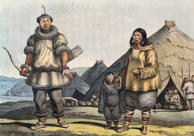 Tsjoektsji-gezin voor een hut, Beringstraat, Rusland door Ludwig (1795 1828) Choris