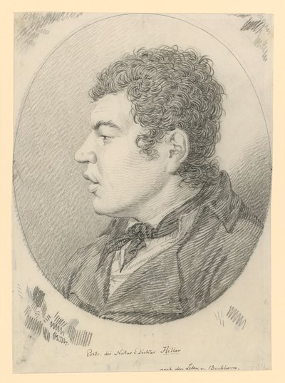 Portret van de dichter Hiller door Ludwig Buchhorn