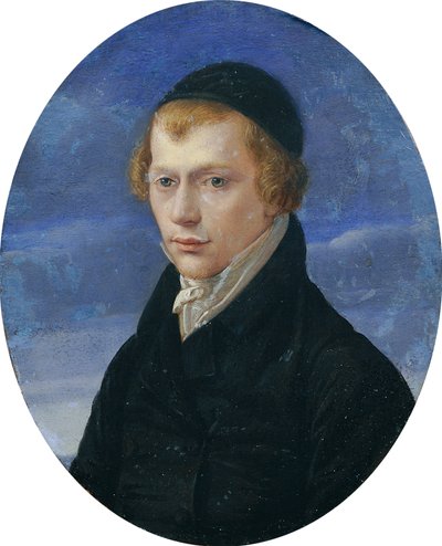 Portret van een roodharige heer met doekmuts door Ludwig Ferdinand Schnorr von Carolsfeld