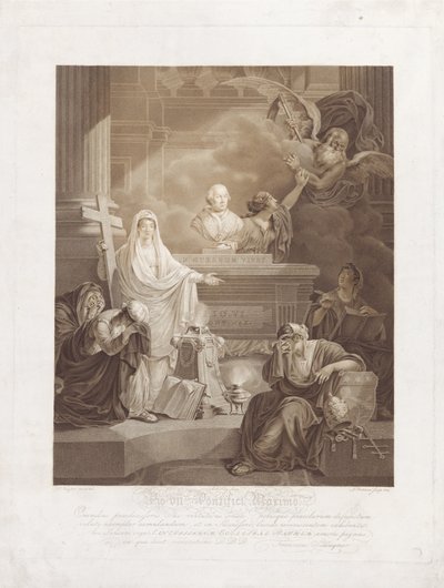Memorieprent voor paus Pius VI door Ludwig Gottlieb Portman