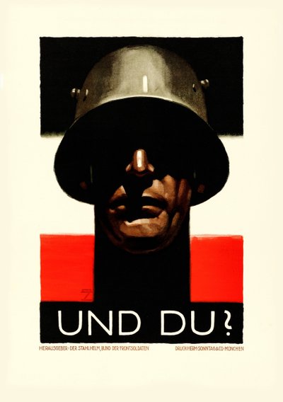 En jij Stalen Helm, Liga van Frontsoldaten, 1929 door Ludwig Hohlwein