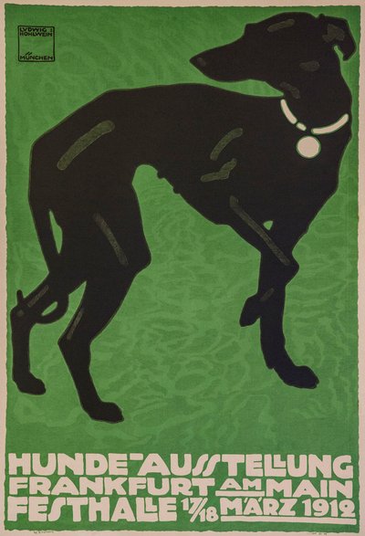 Hondenshow, 1912 door Ludwig Hohlwein