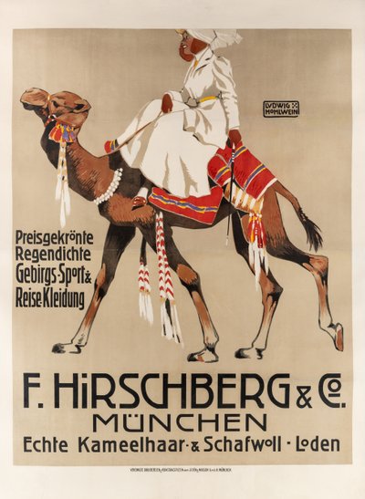Hirschberg & Co. Sport- en reiskleding, 1907 door Ludwig Hohlwein