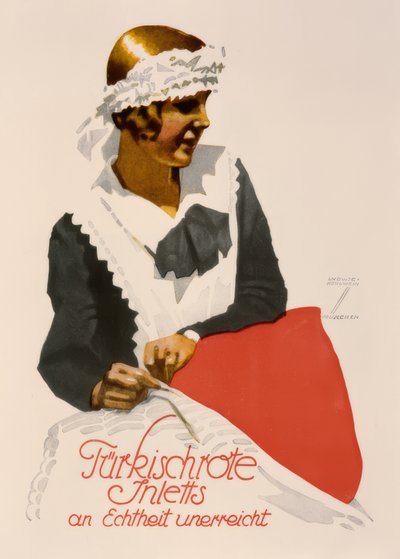 Turksrode inlets ongeëvenaard in echtheid door Ludwig Hohlwein