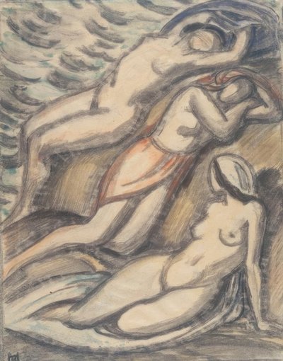 Drie badende vrouwen door Ludwig von Hofmann