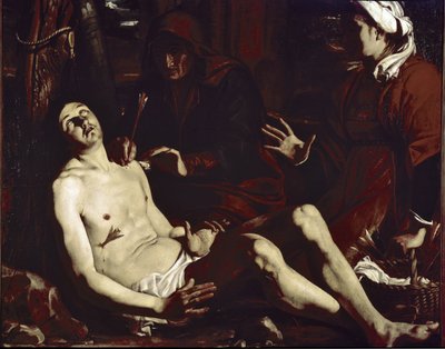 Sint Sebastiaan genezen door de heilige vrouwen door Luigi Miradori