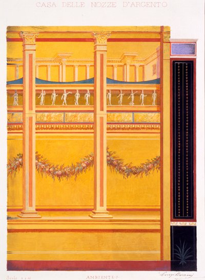 Muurschilderingen uit het Huis van de Zilveren Bruiloft, Pompeii, 1897 door Luigi Bazzani