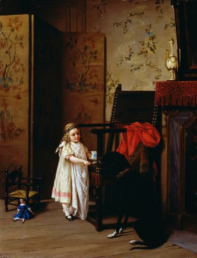 Ontbijt voor twee, door Luigi Crosio (1835-1915) door Luigi Crosio