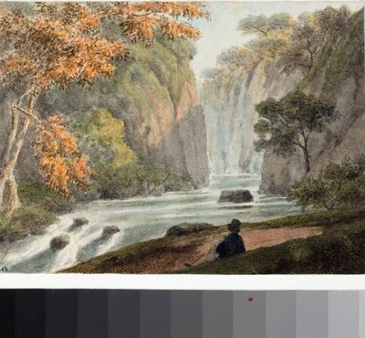Landschap met rivier en waterval door Luigi Garibbo