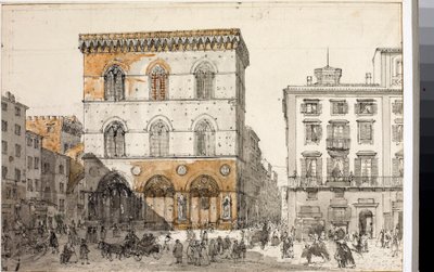 Uitzicht op de Orsanmichele kerk in Florence (ca. 1820) door Luigi Garibbo