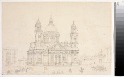 Uitzicht op de Basiliek Santa Maria Assunta di Carignano in Genua door Luigi Garibbo
