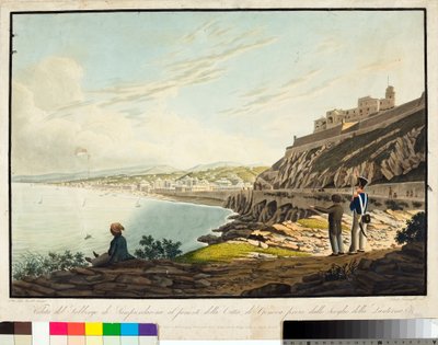 Uitzicht op de wijk Sampierdarena ten westen van Genua, vanaf de vuurtoren door Luigi Garibbo
