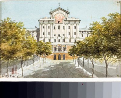 Uitzicht op het armenhospitaal in Genua door Luigi Garibbo