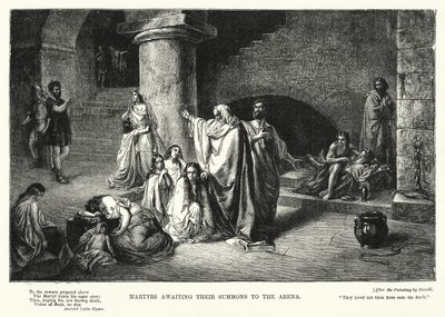 Martelaren die hun oproep naar de arena afwachten (gravure) door Luigi Zuccoli