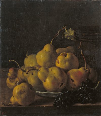 Stilleven met peren en druiven door Luis Egidio Melendez