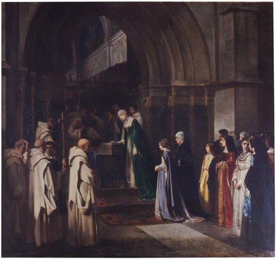 Katholieke koningin Isabella in het kartuizerklooster van Miraflores door Luis Alvarez Catalá