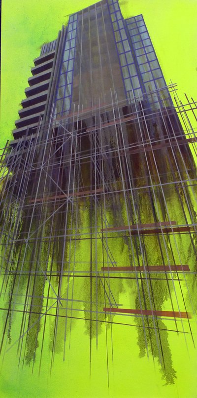 Werk in uitvoering 10, 2015 (olieverf op doek) door Luke M Walker