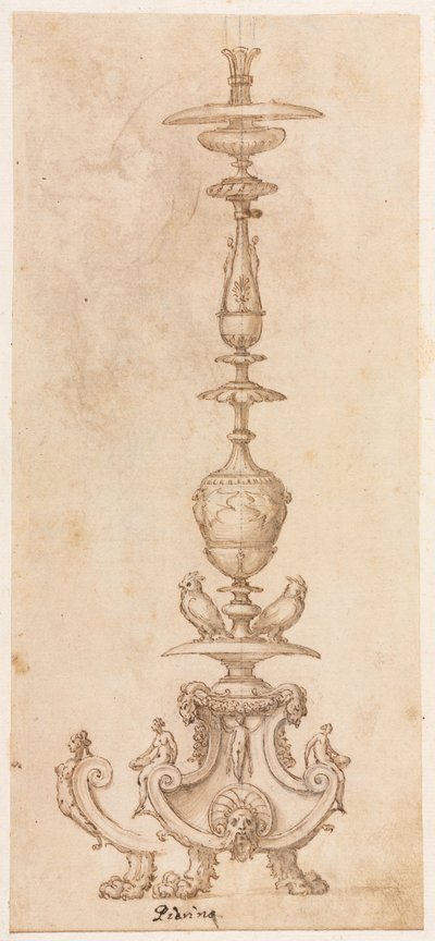 Ontwerp voor een kandelaar, midden 1500s door Luzio Romano