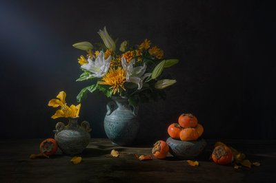 Herfstbloemen en -vruchten door Lydia Jacobs