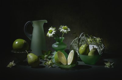 Elegant groen stilleven door Lydia Jacobs