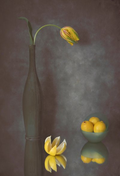 Sierlijke tulpen en citroenen door Lydia Jacobs