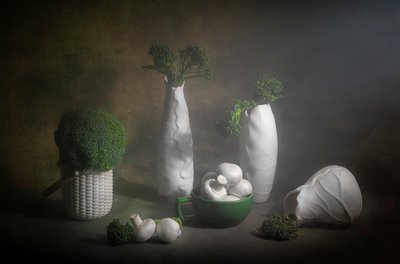 Stilleven met sombere broccoli door Lydia Jacobs