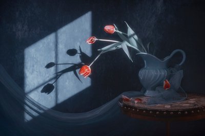 Tulpen in het raamlicht door Lydia Jacobs