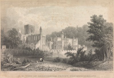 Noordwestelijke aanblik van Brenckburn Priory, Northumberland; pagina 44 (Volume Eén) door M. J. Starling