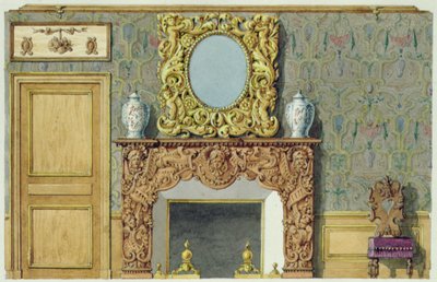 Schoorsteen in de eetkamer aan de rue Fortunee, huis gekocht door Balzac in 1847 door M. Santi