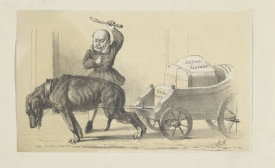 Spotprent op de octrooi- en drukperswet door Maarten Bos Jz.