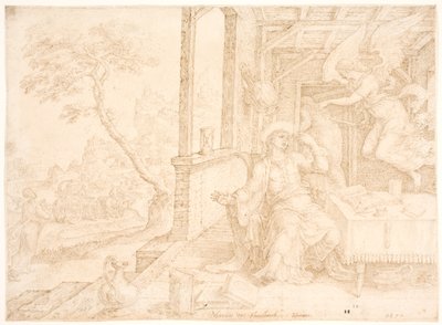 Een engel verschijnt aan Filippus door Maarten van Heemskerck